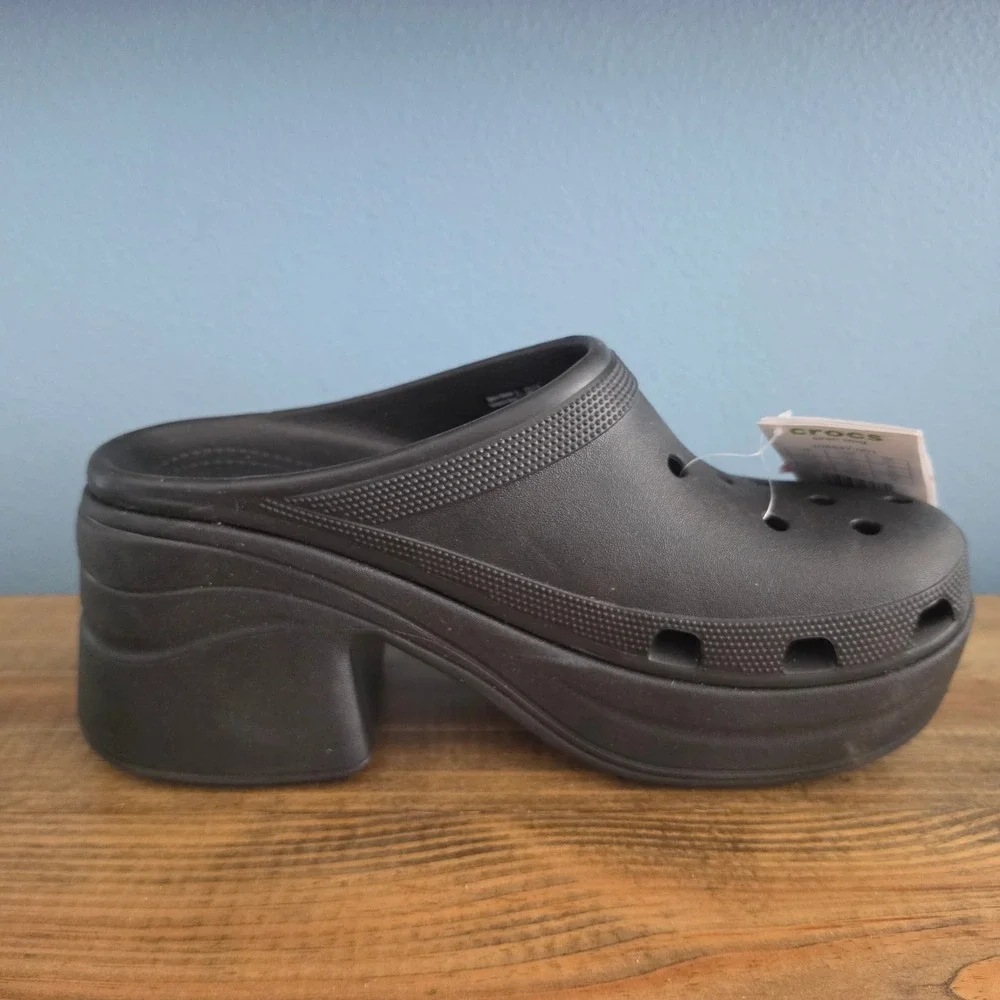 Crocs Mens Siren Clog Black Chunky Platform High Heel Mules 208547-001 Size 11